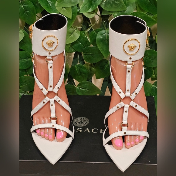 Versace White Strappy Sandals with Delicate Straps